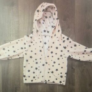 Kids Star Patterned Hoodie - Cream and Black